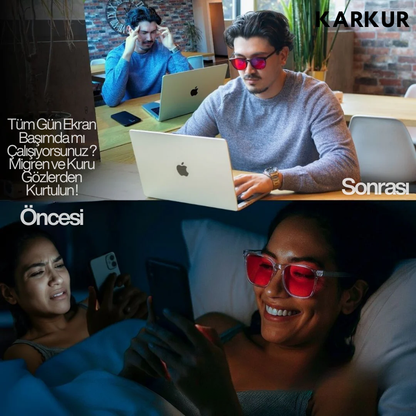 Unisex Kırmızı Camlı Mavi Işık Gözlüğü