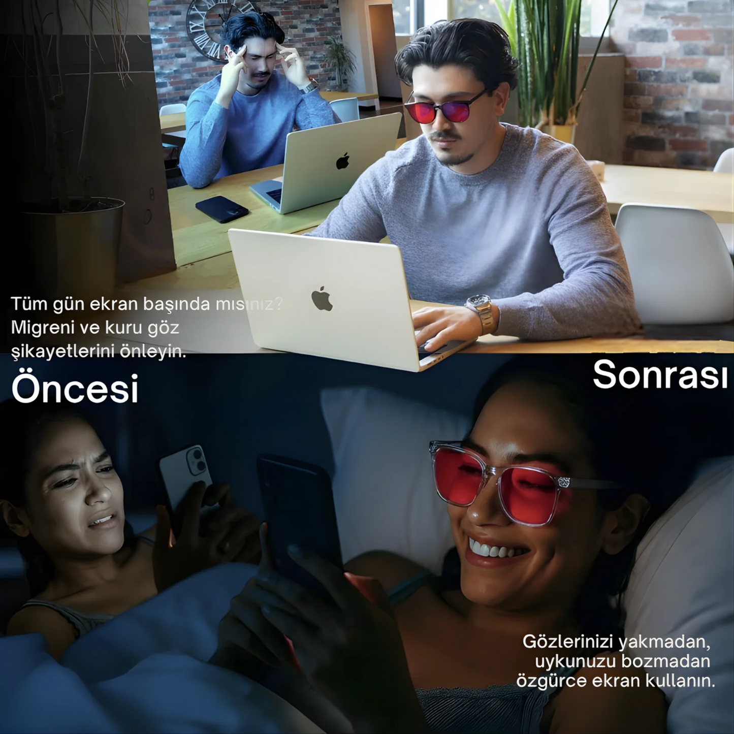 Unisex Kırmızı Camlı Mavi Işık Gözlüğü